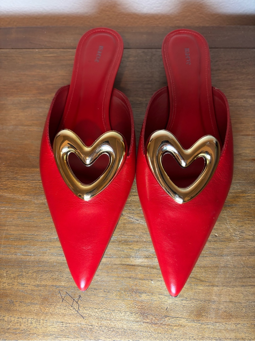 Maeve Heart Mule Heels, Size 37, US 6 - 6 1/2 , Retail $170.00, Color: Red - Picture 3 of 8